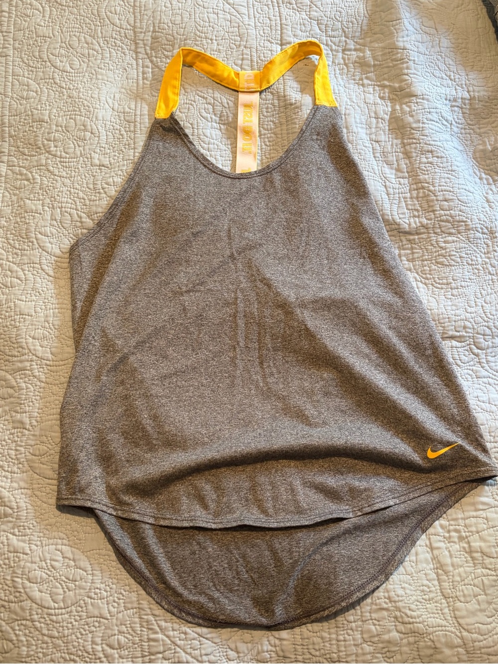 Nike Dri-fit Gray Tank Top with Yellow Accent